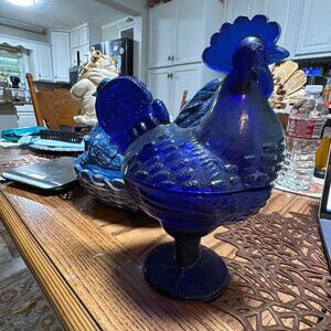 Cobalt Blue Large Standing Rooster